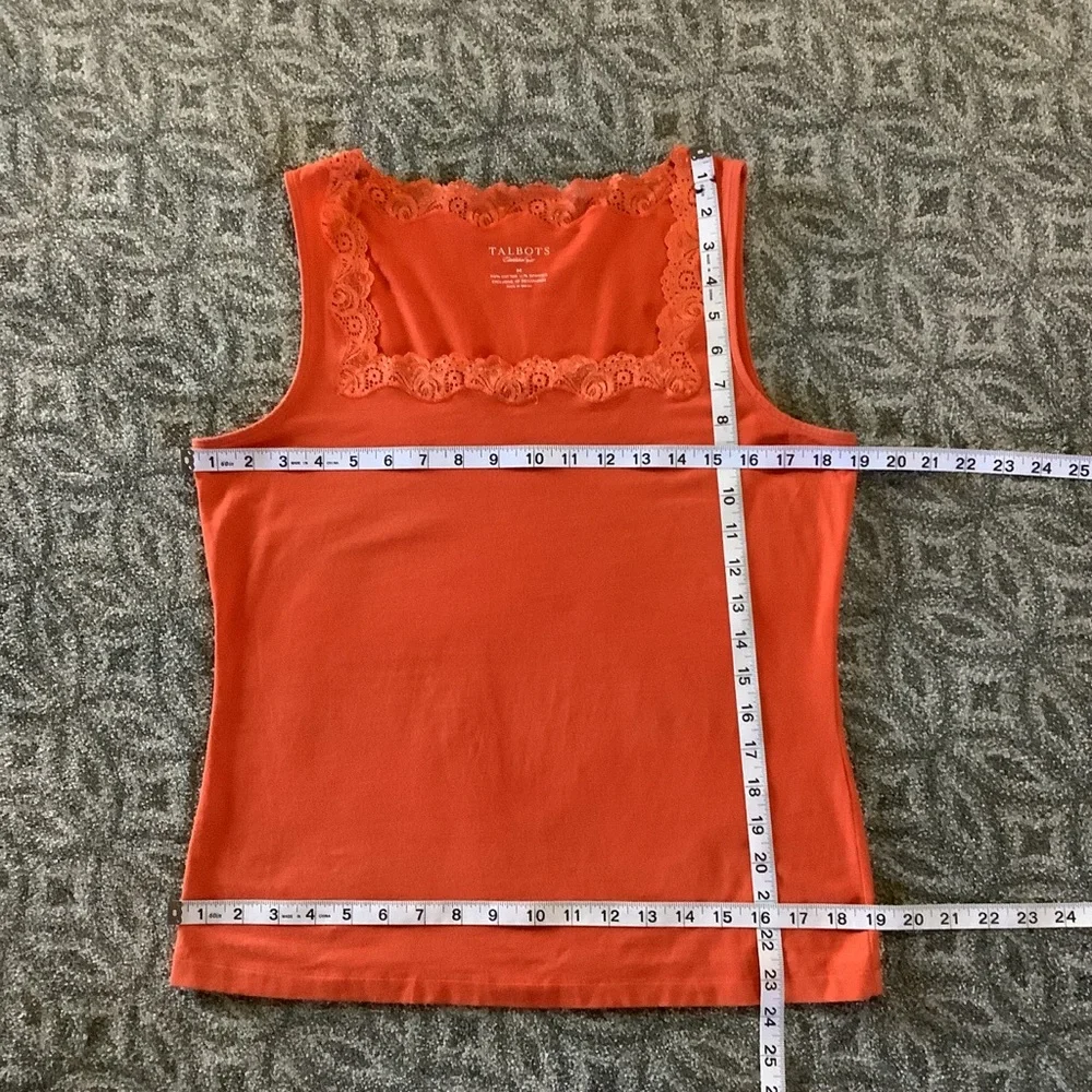 TALBOTS Orange Lace-Trim Tank Top 63 - Picture 6 of 8